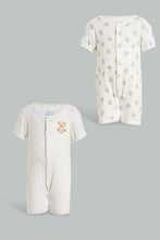 Load image into Gallery viewer, Redtag-Beige-Teddy-Bear-2-Piece-Pack-Sleep-Suit-Sleepsuits-Baby-0 to 12 Months
