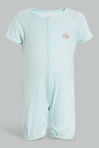 Redtag-Mint-And-Peach-Cat-2-Piece-Pack-Sleep-Suit-Sleepsuits-Baby-0 to 12 Months