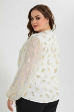 تنزيل الصورة على معرض الصور، Redtag-Gold-Leaf-Ivory-Jacquard-Blouse-Blouses-Women&#39;s-
