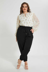 Redtag-Gold-Leaf-Ivory-Jacquard-Blouse-Blouses-Women's-