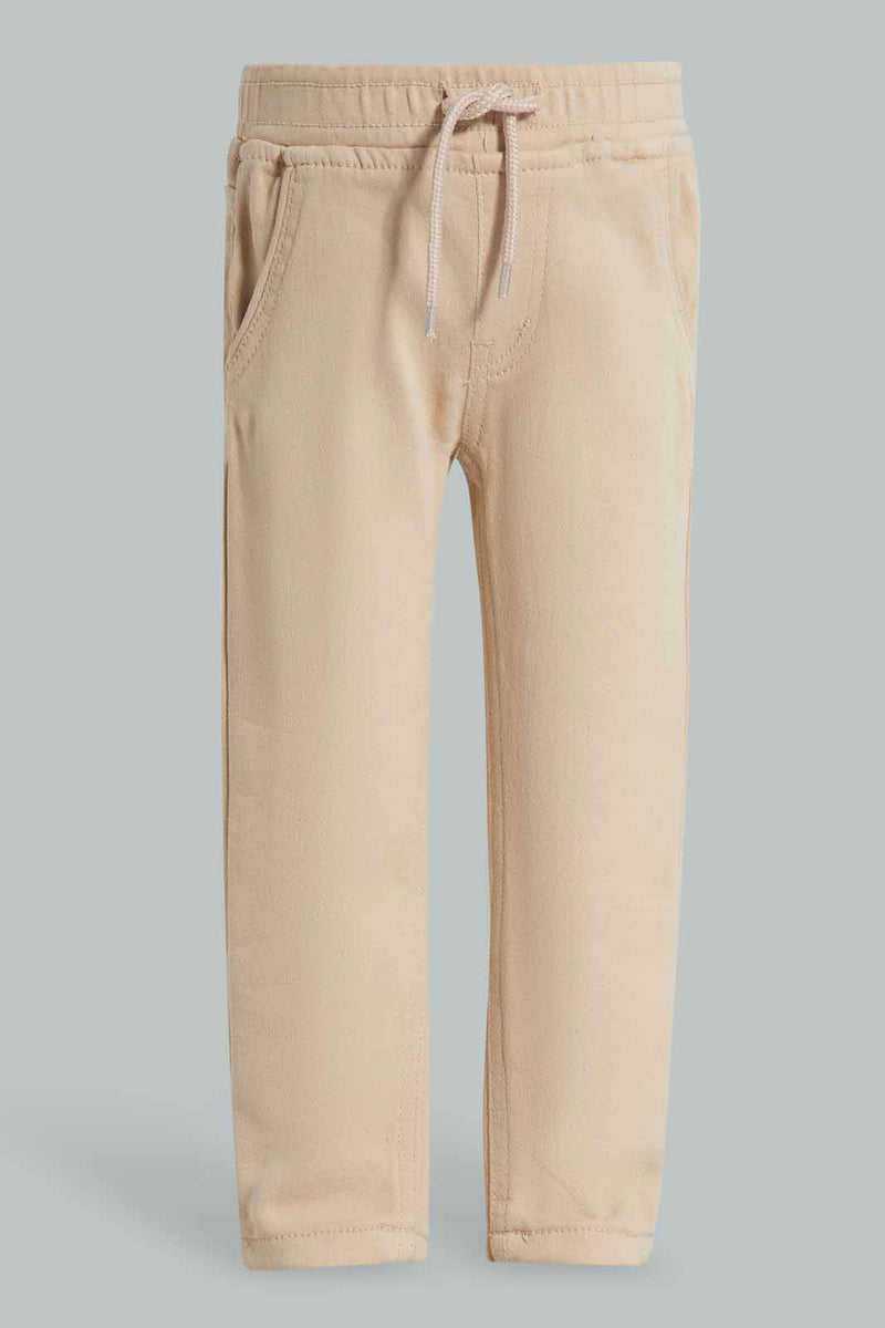 Redtag-Beige-Color-Knit-Denim-Pant-Knit-Denim-Infant-Boys-3 to 24 Months