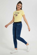 Load image into Gallery viewer, Redtag-Dark-Wash-Jegging-With-Glittered-Waistband-Jeggings-Senior-Girls-9 to 14 Years
