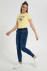 Redtag-Dark-Wash-Jegging-With-Glittered-Waistband-Jeggings-Senior-Girls-9 to 14 Years
