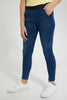 Redtag-Dark-Wash-Jegging-With-Glittered-Waistband-Jeggings-Senior-Girls-9 to 14 Years