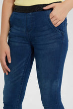 Load image into Gallery viewer, Redtag-Dark-Wash-Jegging-With-Glittered-Waistband-Jeggings-Senior-Girls-9 to 14 Years
