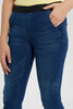Redtag-Dark-Wash-Jegging-With-Glittered-Waistband-Jeggings-Senior-Girls-9 to 14 Years