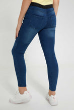Load image into Gallery viewer, Redtag-Dark-Wash-Jegging-With-Glittered-Waistband-Jeggings-Senior-Girls-9 to 14 Years
