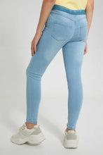 Load image into Gallery viewer, Redtag-Lt-Wash-Jegging-With-Glittered-Waistband-Jeggings-Senior-Girls-9 to 14 Years
