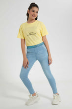 Load image into Gallery viewer, Redtag-Lt-Wash-Jegging-With-Glittered-Waistband-Jeggings-Senior-Girls-9 to 14 Years
