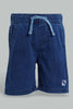 Redtag-Navy-Knit-Denim-Short-Denim-Shorts-Infant-Boys-3 to 24 Months