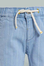 تنزيل الصورة على معرض الصور، Redtag-Sky-Blue-Striped-Denim-Short-Denim-Shorts-Infant-Boys-3 to 24 Months
