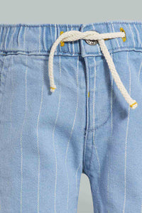 Redtag-Sky-Blue-Striped-Denim-Short-Denim-Shorts-Infant-Boys-3 to 24 Months