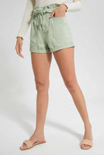 Load image into Gallery viewer, Redtag-Mint-Paperbag-Wiast-Short-With-Belt-Category:Shorts,-Colour:Mint,-Filter:Women&#39;s-Clothing,-New-In,-New-In-Women-APL,-Non-Sale,-S22C,-Section:Women,-TBL,-Women-Shorts--
