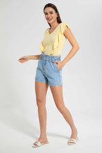 Load image into Gallery viewer, Redtag-Denim-Paper-Bag-Waist-Short-Category:Shorts,-Colour:Denim,-Filter:Women&#39;s-Clothing,-New-In,-New-In-Women-APL,-Non-Sale,-S22C,-Section:Women,-TBL,-Women-Shorts--
