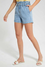 Load image into Gallery viewer, Redtag-Denim-Paper-Bag-Waist-Short-Category:Shorts,-Colour:Denim,-Filter:Women&#39;s-Clothing,-New-In,-New-In-Women-APL,-Non-Sale,-S22C,-Section:Women,-TBL,-Women-Shorts--
