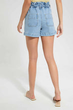 Load image into Gallery viewer, Redtag-Denim-Paper-Bag-Waist-Short-Category:Shorts,-Colour:Denim,-Filter:Women&#39;s-Clothing,-New-In,-New-In-Women-APL,-Non-Sale,-S22C,-Section:Women,-TBL,-Women-Shorts--
