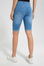 Load image into Gallery viewer, Redtag-Blue-Denim-Short-Category:Shorts,-Colour:Blue,-Filter:Women&#39;s-Clothing,-New-In,-New-In-Women-APL,-Non-Sale,-S22C,-Section:Women,-TBL,-Women-Shorts--
