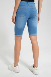 Redtag-Blue-Denim-Short-Category:Shorts,-Colour:Blue,-Filter:Women's-Clothing,-New-In,-New-In-Women-APL,-Non-Sale,-S22C,-Section:Women,-TBL,-Women-Shorts--