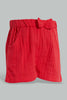 Redtag-Coral-Solid-Wrinkled-Short-Casual-Shorts-Infant-Girls-3 to 24 Months