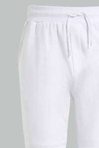 Redtag-White-Biker-Knee-Active-Pant-Joggers-Senior-Boys-9 to 14 Years