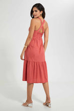 تنزيل الصورة على معرض الصور، Redtag-Orange-Sleeveless-Tiered-Dress-Dresses-Women&#39;s-
