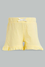 Load image into Gallery viewer, Redtag-Grey-Printed-/-Yellow-Solid-2Pk-Short-Casual-Shorts-Infant-Girls-3 to 24 Months
