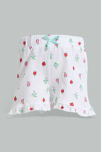 تنزيل الصورة على معرض الصور، Redtag-White-Printed-/-Mint-Solid-2Pk-Short-Casual-Shorts-Infant-Girls-3 to 24 Months
