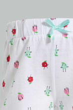 تنزيل الصورة على معرض الصور، Redtag-White-Printed-/-Mint-Solid-2Pk-Short-Casual-Shorts-Infant-Girls-3 to 24 Months
