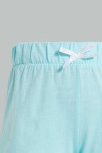 تنزيل الصورة على معرض الصور، Redtag-White-Printed-/-Mint-Solid-2Pk-Short-Casual-Shorts-Infant-Girls-3 to 24 Months
