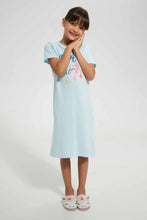 Load image into Gallery viewer, Redtag-Sky-Blue-S/Sleeve-Nightshirt-With-Placement-Print-Nightshirts-Girls-2 to 8 Years

