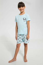 Load image into Gallery viewer, Redtag-Sky-Blue-Printed-S/Sleeve-Pyjama-Sets-Pyjama-Sets-Girls-2 to 8 Years
