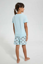 Load image into Gallery viewer, Redtag-Sky-Blue-Printed-S/Sleeve-Pyjama-Sets-Pyjama-Sets-Girls-2 to 8 Years
