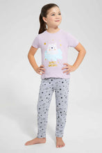 تنزيل الصورة على معرض الصور، Redtag-Lilac-Printed-S/Sleeve-Pyjama-Sets-Pyjama-Sets-Girls-2 to 8 Years
