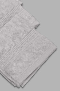 Redtag-Light-Grey-Textured-Cotton-Face-Towel-Set-(4-Piece)-Category:Towels,-Colour:Grey,-Filter:Home-Bathroom,-HMW-BAC-Towels,-New-In,-New-In-HMW-BAC,-Non-Sale,-Section:Homewares,-W22O-Home-Bathroom-