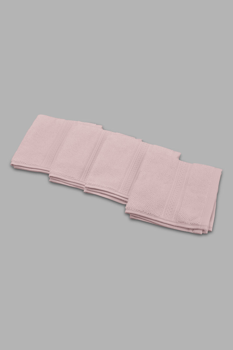 Redtag-Pink-Textured-Cotton-Face-Towel-Set-(4-Piece)-Category:Towels,-Colour:Pink,-Filter:Home-Bathroom,-HMW-BAC-Towels,-New-In,-New-In-HMW-BAC,-Non-Sale,-Section:Homewares,-W22O-Home-Bathroom-