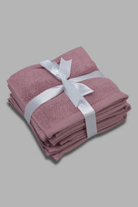 Redtag-Purple-Textured-Cotton-Face-Towel-Set-(4-Piece)-Category:Towels,-Colour:Purple,-Filter:Home-Bathroom,-HMW-BAC-Towels,-New-In,-New-In-HMW-BAC,-Non-Sale,-Section:Homewares,-W22O-Home-Bathroom-