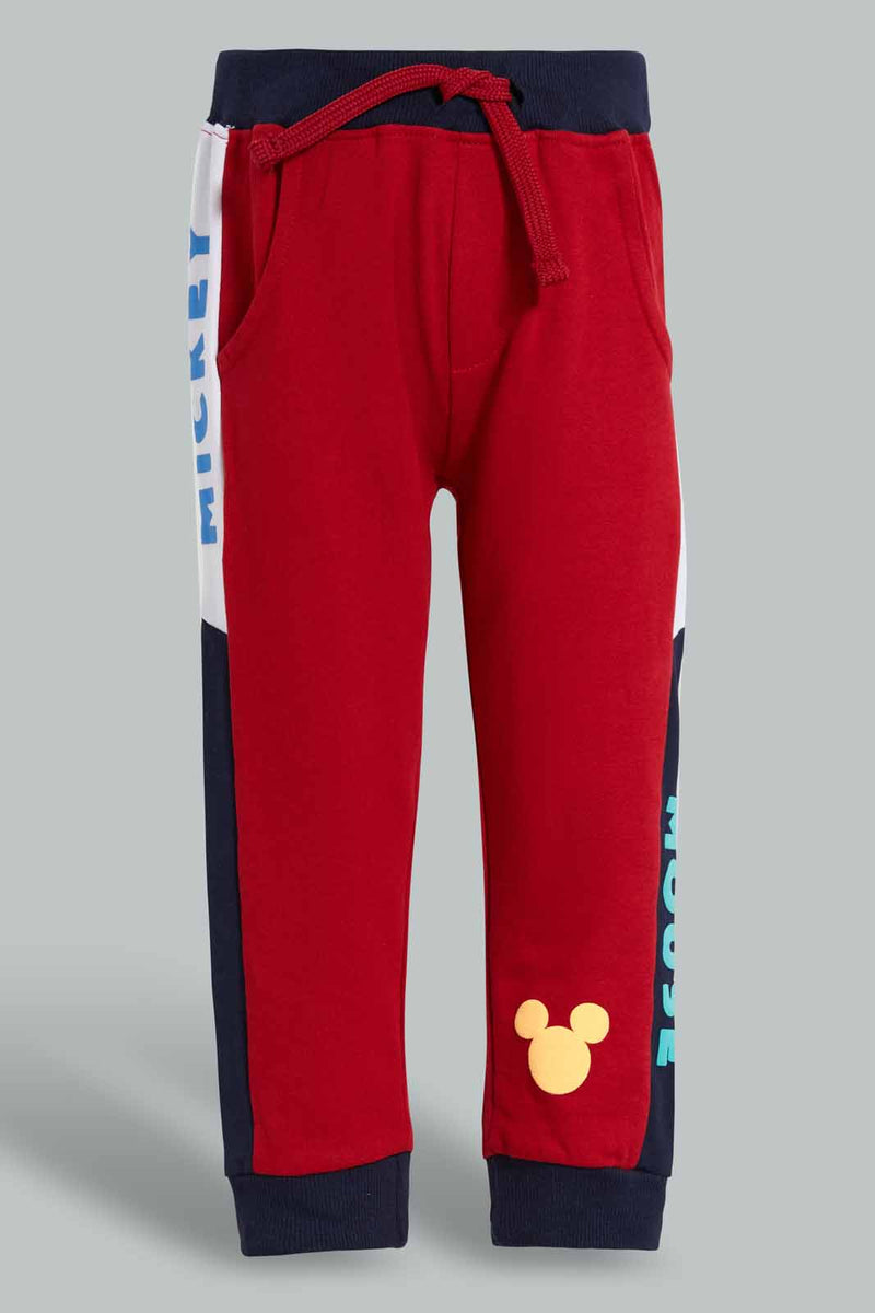 Redtag-Red-Mickey-Mouse-Active-Pant-Joggers-Infant-Boys-3 to 24 Months