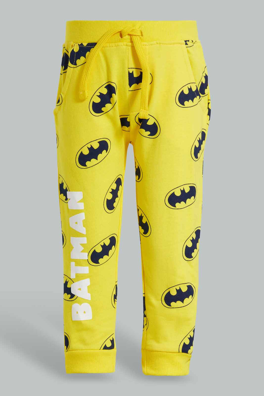 Redtag-Mustard-Batman-Printed-Active-Pant-Joggers-Infant-Boys-3 to 24 Months