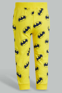 Redtag-Mustard-Batman-Printed-Active-Pant-Joggers-Infant-Boys-3 to 24 Months