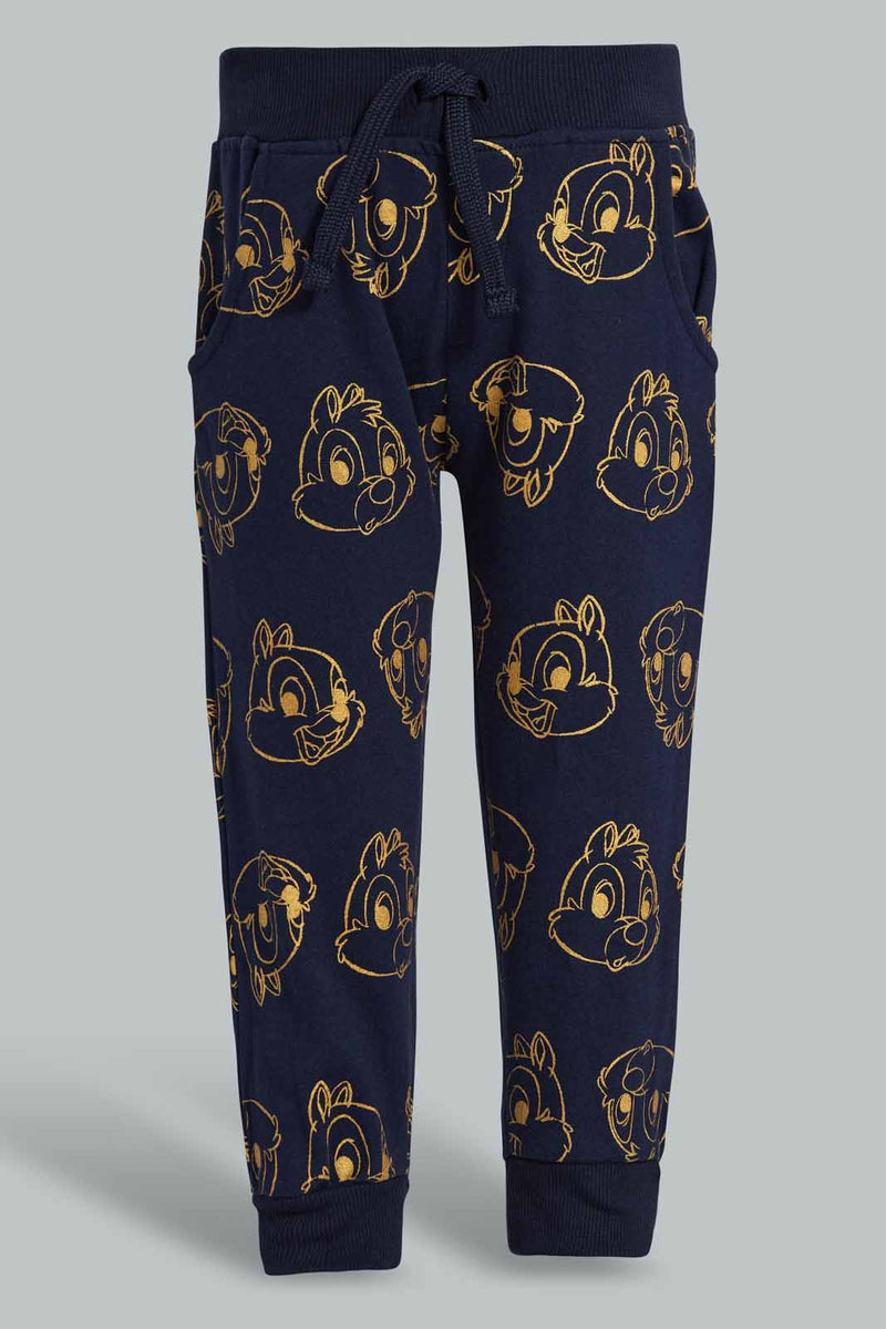 Redtag-Black-Chip-N-Dale-Printed-Active-Pant-Joggers-Infant-Boys-3 to 24 Months
