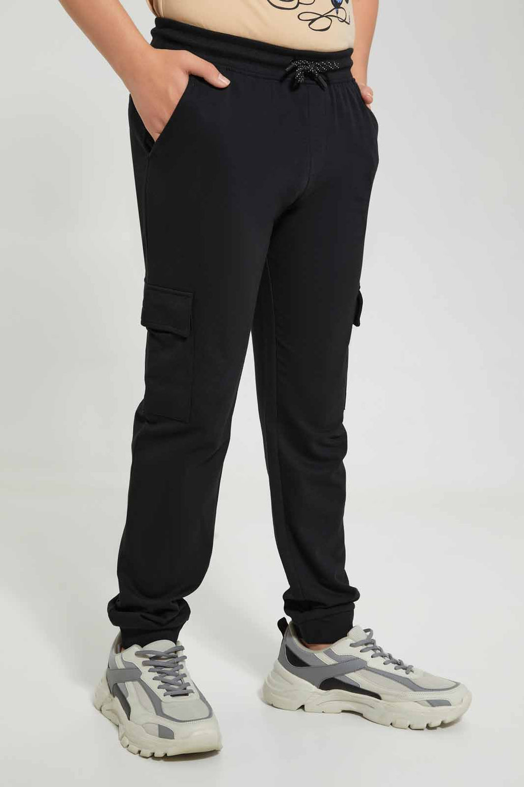 Redtag-Charcoal-Cargo-Active-Pant-Joggers-Senior-Boys-9 to 14 Years