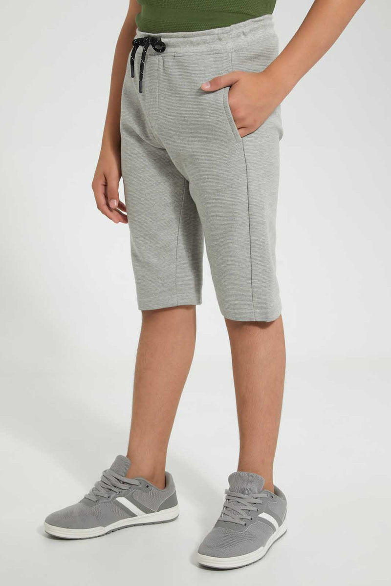 Redtag-Grey-Ottaman-Active-Short-Active-Shorts-Senior-Boys-9 to 14 Years