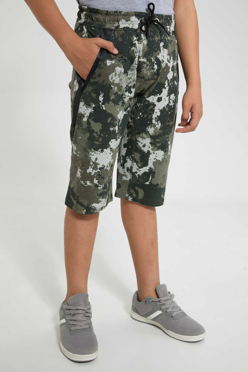 Redtag-Olive-Bsr-C-Active-Short-Active-Shorts-Senior-Boys-9 to 14 Years