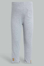 Load image into Gallery viewer, Redtag-Grey-Melange-Solid-Colour-Ribbed-Legging-Leggings-Infant-Girls-3 to 24 Months
