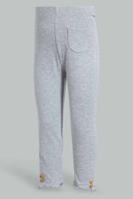 Load image into Gallery viewer, Redtag-Grey-Melange-Solid-Colour-Ribbed-Legging-Leggings-Infant-Girls-3 to 24 Months
