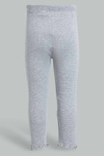 Load image into Gallery viewer, Redtag-Grey-Melange-Solid-Colour-Ribbed-Legging-Leggings-Infant-Girls-3 to 24 Months
