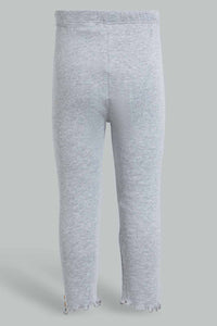 Redtag-Grey-Melange-Solid-Colour-Ribbed-Legging-Leggings-Infant-Girls-3 to 24 Months
