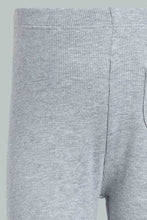 Load image into Gallery viewer, Redtag-Grey-Melange-Solid-Colour-Ribbed-Legging-Leggings-Infant-Girls-3 to 24 Months
