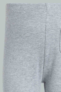 Redtag-Grey-Melange-Solid-Colour-Ribbed-Legging-Leggings-Infant-Girls-3 to 24 Months