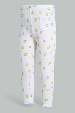 Load image into Gallery viewer, Redtag-White-Base-Lemon-Print-Ribbed-Legging-Leggings-Infant-Girls-3 to 24 Months
